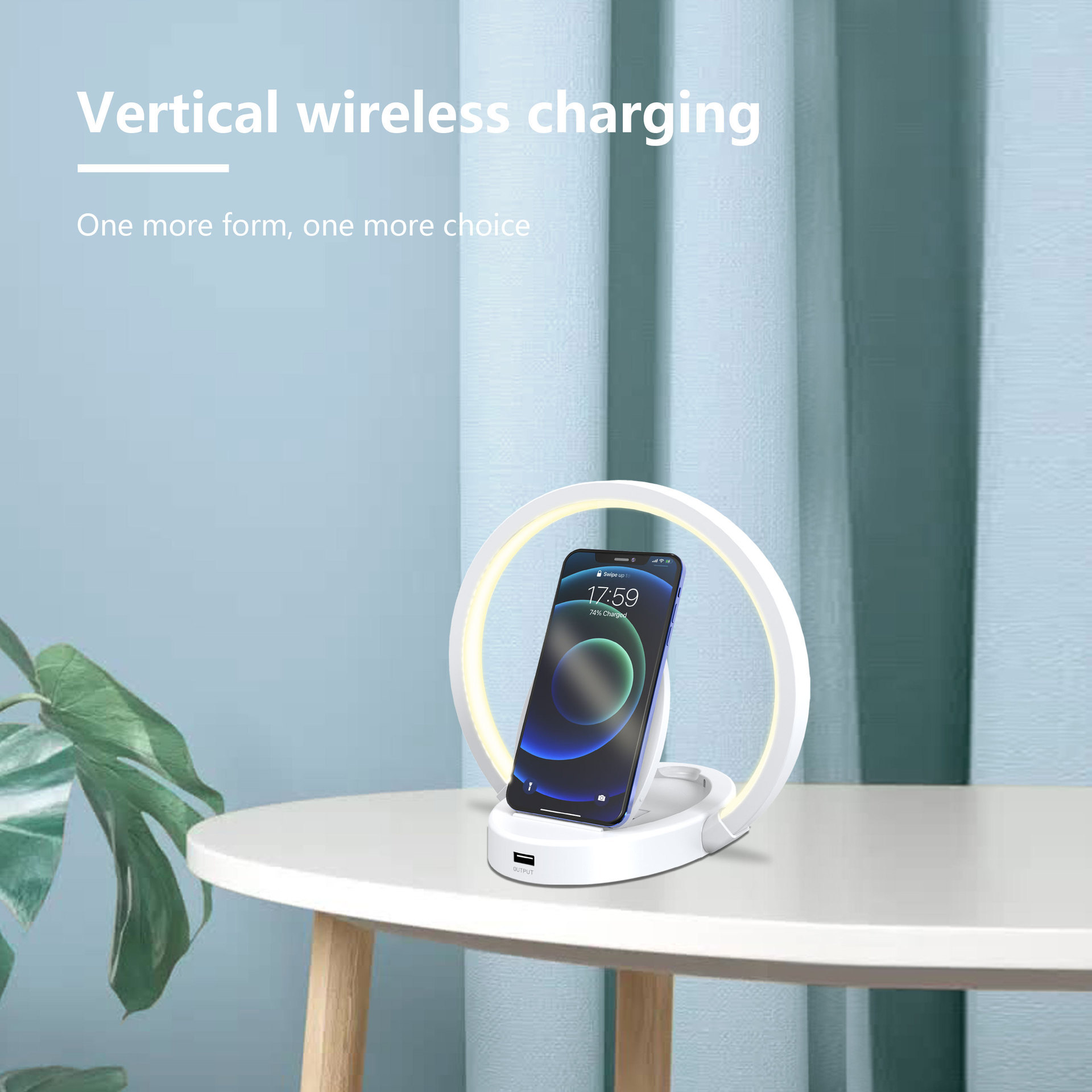 Night Lights Lamp Bluetooth Speaker Table Light With 10W Wireless Charger USB Port Phone Holder With Dynamic Color - Image 2