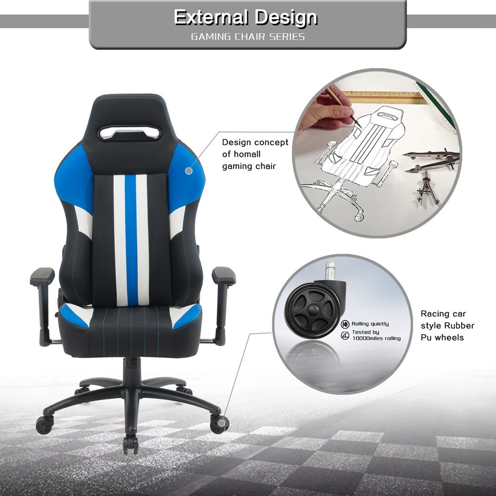 High Back Gaming Chair Racing Office Chair with PU Leather - Image 9