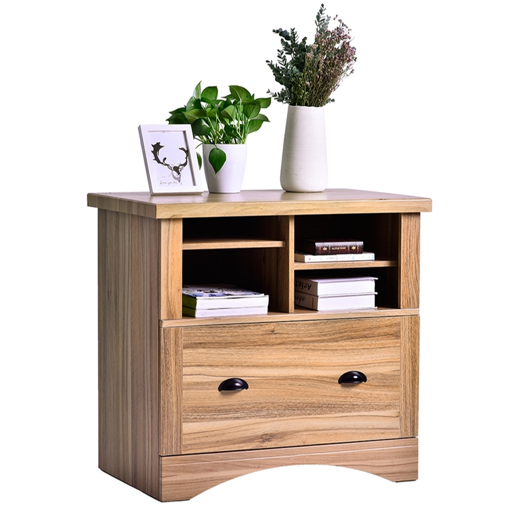 Wood Lateral File Cabinet with Two Adjustable Shelves and Lock - Image 2