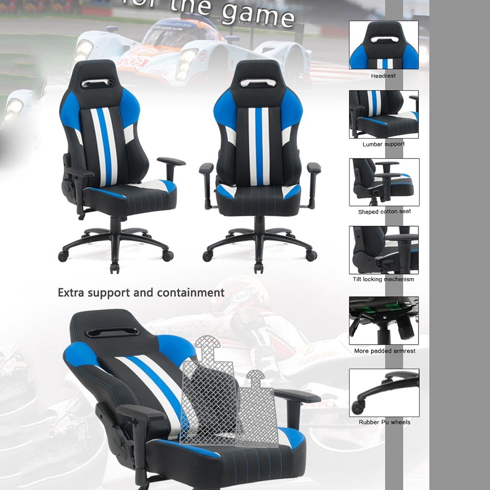 High Back Gaming Chair Racing Office Chair with PU Leather - Image 6