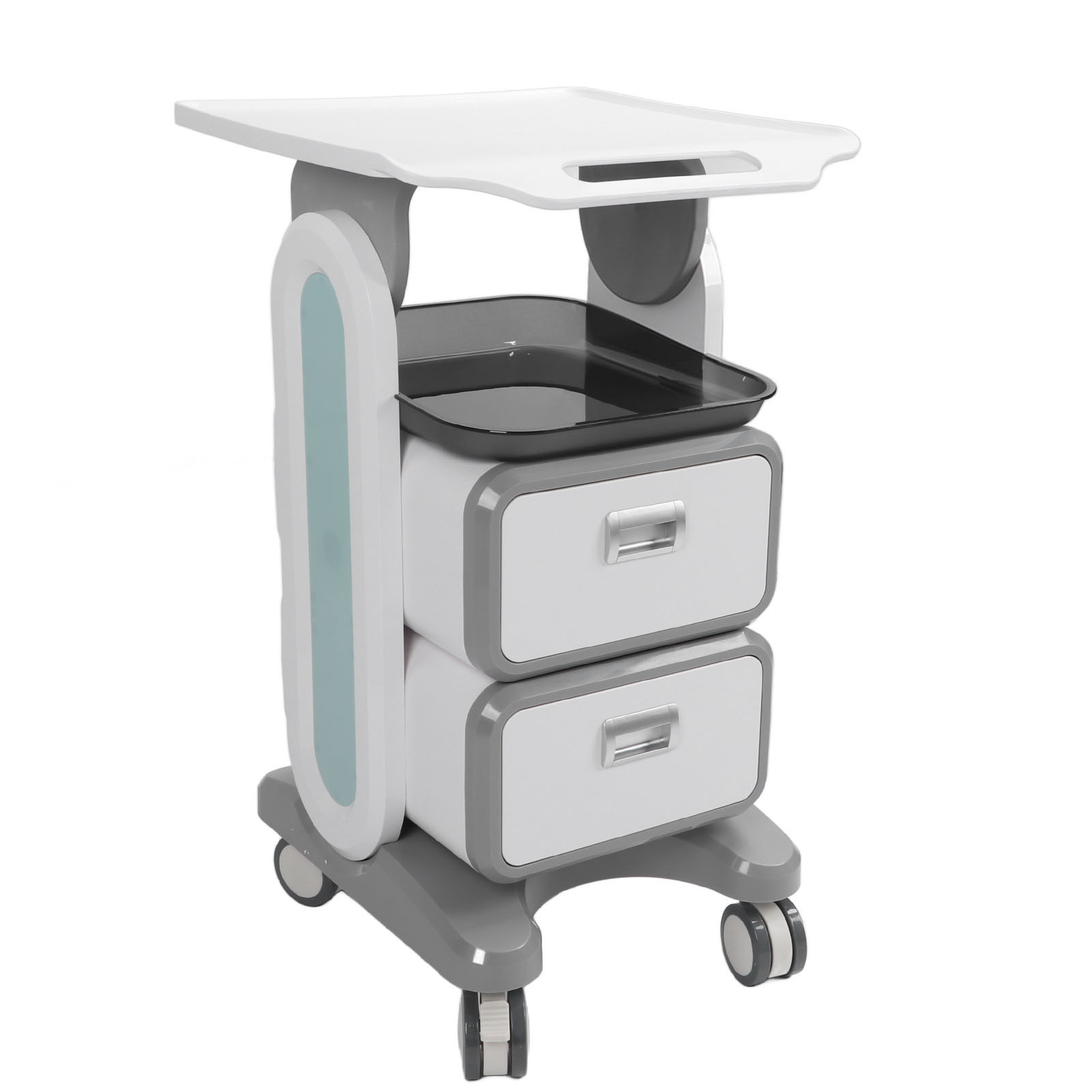 Mobile Medical Trolley Cart Enlarged Tabletop Double Drawer Multifunctional Medical Cart for Beauty Salon Clinic