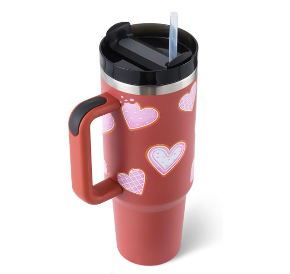 40 Oz Tumbler With Handle Straw Insulated, Stainless Steel Spill Proof Vacuum Coffee Cup Tumbler With Lid Tapered Mug Gifts For Valentine Lover Suitable For Car Gym Office Travel - Image 4