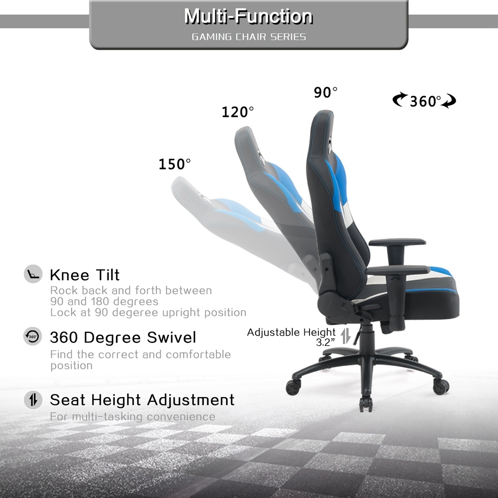 High Back Gaming Chair Racing Office Chair with PU Leather - Image 4