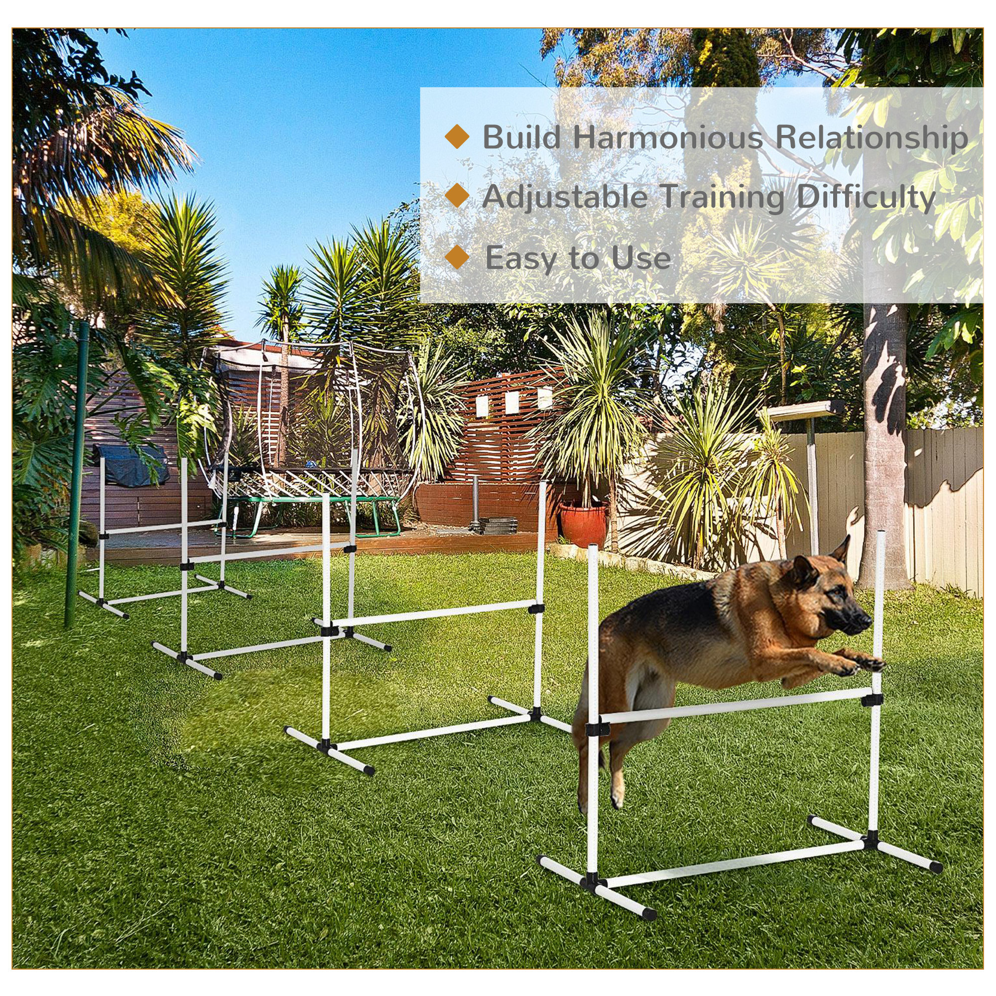 4-piece Dog Agility Training Equipment With Height-adjustable Jumping Poles - Image 2