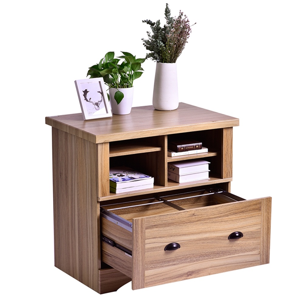 Wood Lateral File Cabinet with Two Adjustable Shelves and Lock - Image 7