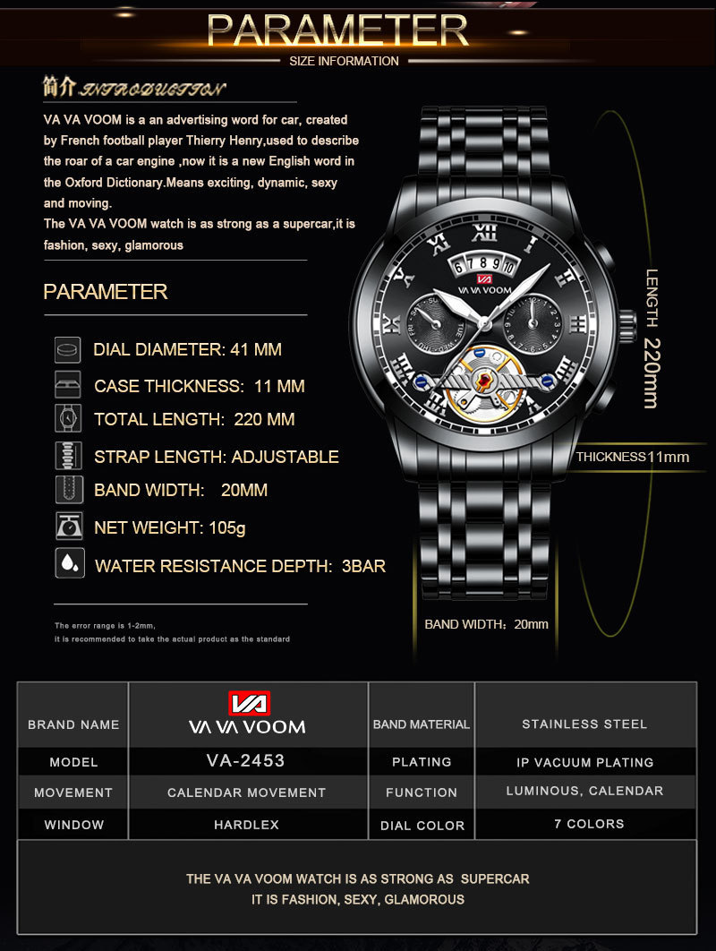 Stainless Steel Men's Tourbillon Quartz Watch - Image 9