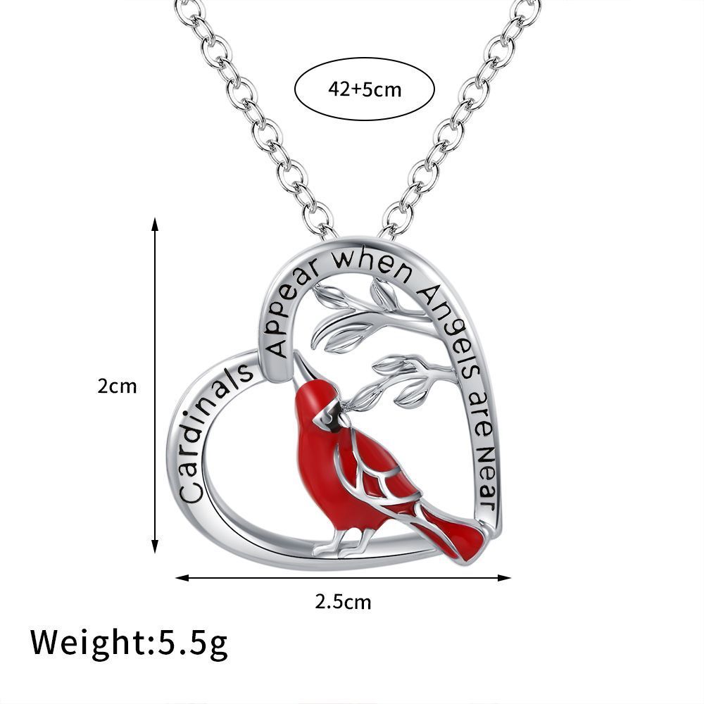 Creative Heart Shaped Cardinal Pendant Necklace, Exquisite Party Commemorative Accessory Gift Jewelry Anniversary Party Gifts, Valentine's Day Gift - Image 4