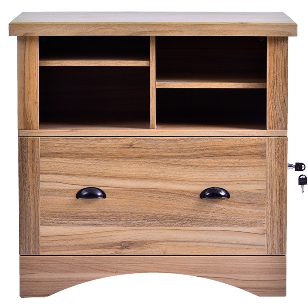 Wood Lateral File Cabinet with Two Adjustable Shelves and Lock - Image 9
