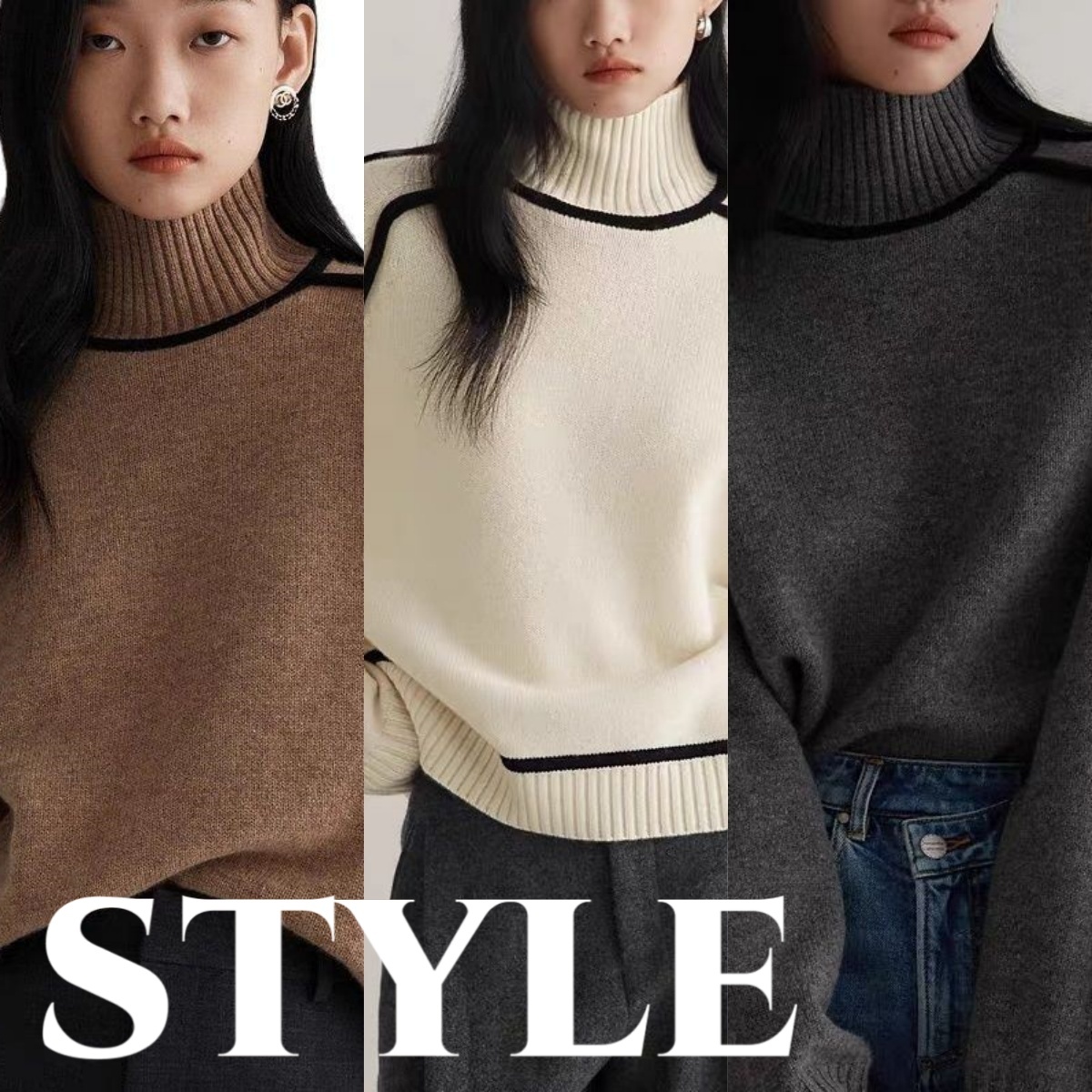 Autumn And Winter Half Turtleneck Three-dimensional Casual Loose Pullover Knitted Sweater Fashion Knit Top Outerwear - Image 2