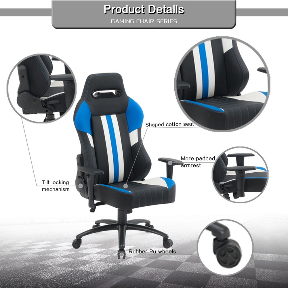 High Back Gaming Chair Racing Office Chair with PU Leather - Image 7