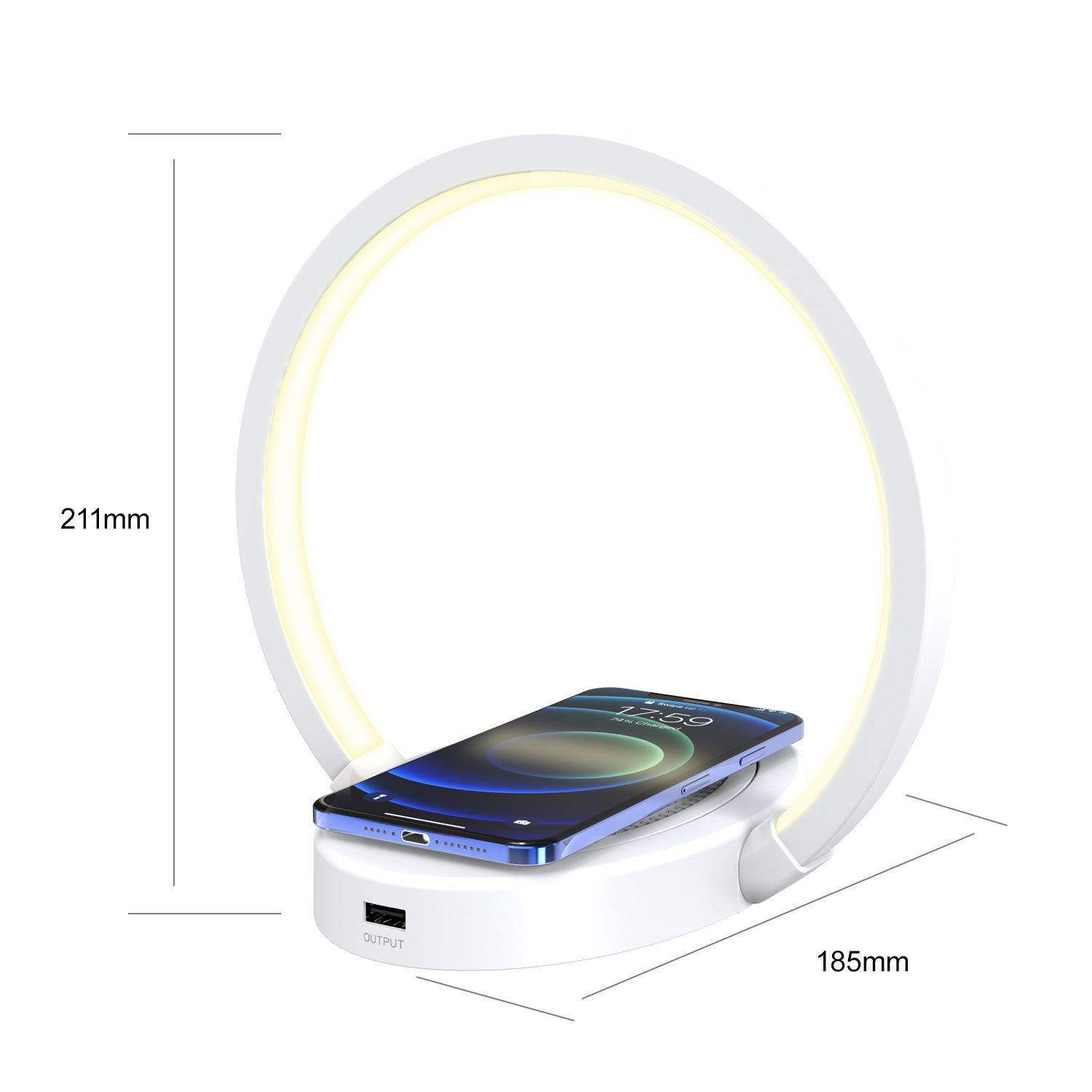Night Lights Lamp Bluetooth Speaker Table Light With 10W Wireless Charger USB Port Phone Holder With Dynamic Color - Image 5