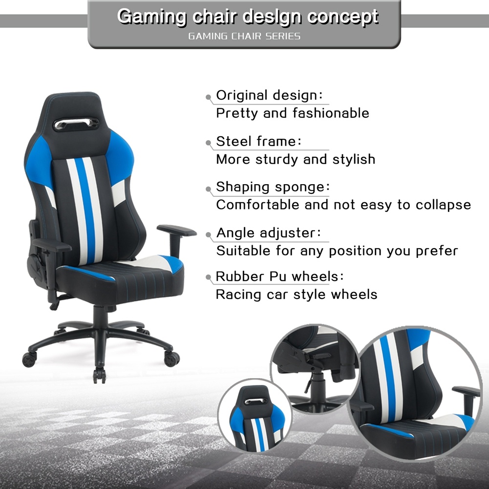 High Back Gaming Chair Racing Office Chair with PU Leather - Image 8